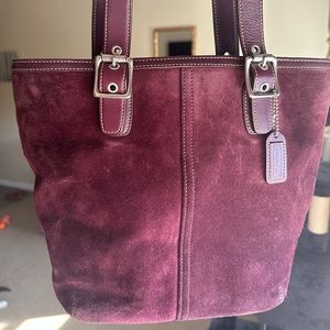 Burgundy suede Coach shoulder bag